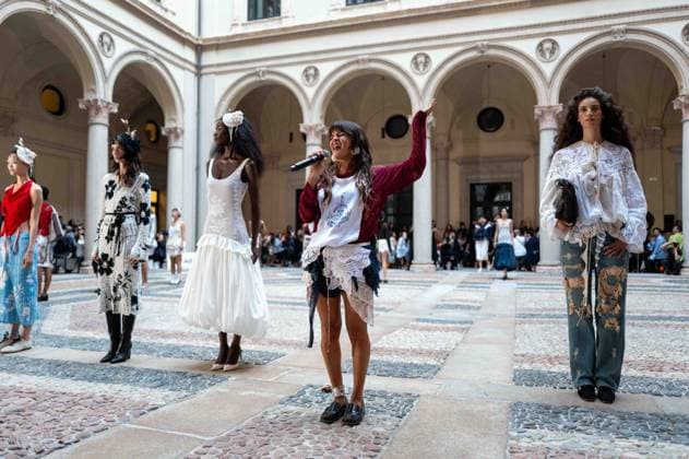 IPA89006471 - Milan, Milan Women™s Fashion Week Spring Summer 2027 - Women™s Fashion, Spring Summer 2027 - Marco Rambaldi™s fashion show - front row Pictured: models  Copyright: xRiccardoxGIordanox xRiccardoxGiordano IPAx IPA89006471