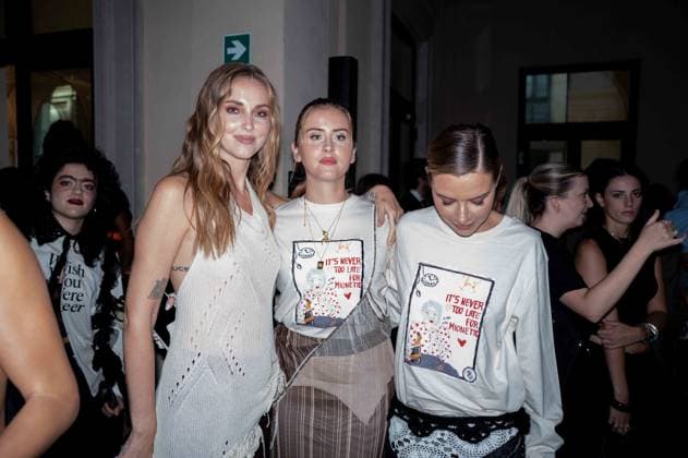 IPA89006476 - Milan, Milan Women™s Fashion Week Spring Summer 2027 - Women™s Fashion, Spring Summer 2027 - Marco Rambaldi™s fashion show - front row Pictured: Chiara Ferragni, Valentina Ferragni, Veronica Ferraro  Copyright: xRiccardoxGIordanox xRiccardoxGiordano IPAx IPA89006476