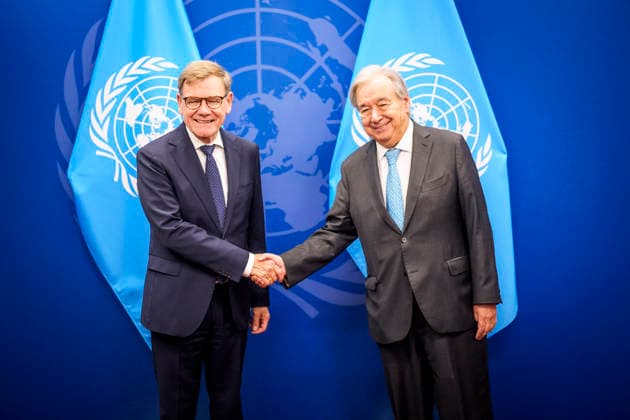 German Foreign Minister Johann Wadephul meets with UN Secretary-General Guterres at the UN General Assembly in New York, September 26, 2026, at UN Headquarters. Photographed on behalf of the Federal Foreign Office, New York, New York Copyright: xDominikxButzmannx