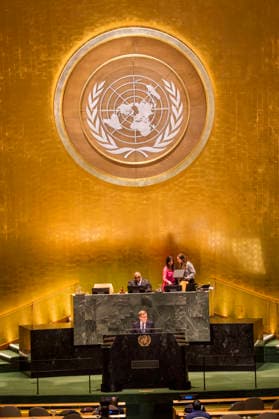 German Foreign Minister Johann Wadephul during his speech before the UN General Assembly in New York, September 26, 2026, at UN Headquarters. Photographed on behalf of the Federal Foreign Office, New York, New York Copyright: xDominikxButzmannx
