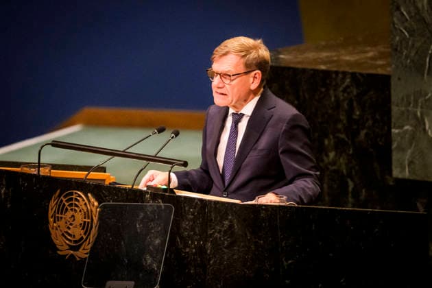 German Foreign Minister Johann Wadephul during his speech before the UN General Assembly in New York, September 26, 2026, at UN Headquarters. Photographed on behalf of the Federal Foreign Office, New York, New York Copyright: xDominikxButzmannx