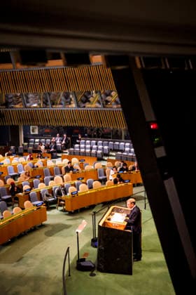 German Foreign Minister Johann Wadephul during his speech before the UN General Assembly in New York, September 26, 2026, at UN Headquarters. Photographed on behalf of the Federal Foreign Office, New York, New York Copyright: xDominikxButzmannx