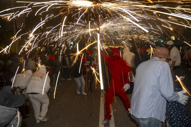 Barcelona holds correfoc fire parade for La Merce festivities BARCELONA, SPAIN - SEPTEMBER 26: Barcelona’s Passeig de Gracia hosts the La Merce correfoc, a parade featuring devils and fantastical creatures carrying pyrotechnics as part of the city’s festivities in Barcelona, Spain on September 26, 2026. The correfoc is a Catalan folk celebration in which groups dressed as devils move through the streets, releasing showers of sparks from pyrotechnic devices as some spectators dance and walk alongside them. Its current format emerged during La Merce in 1979, when spectators spontaneously joined a parade of dragons and devils. Rooted in older traditions involving fire and folk culture, the practice later spread across Catalonia. Lorena Sopena  Copyright: x2026xAnadoluxLorenaxSopenaxLopezx