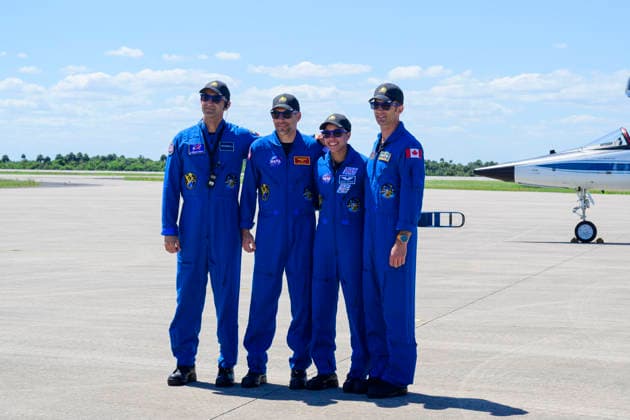 September 26, 2026, Merritt Island, Florida, USA: (L-R) Roscosmos cosmonaut SERGEY TETERYATNIKOV, NASA astronaut LUKE DELANEY, NASA astronaut JESSICA WATKINS, and Canadian Space Agency (CSA) astronaut JOSHUA KUTRYK pose for a photo at the Launch and Landing Facility at NASAâ€⠢s Kennedy Space Center in Florida on Sept. 26, 2026. NASAâ€⠢s Crew-13 mission is scheduled to launch at 11:10 a.m. EDT on Oct. 1, 2026, from Space Launch Complex-40 (SLC-40) at Cape Canaveral Space Force Station to the International Space Station. Merritt Island USA - ZUMAb268 20260926_znp_b268_004 Copyright: xJenniferxBriggsx