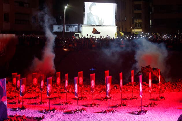 September 26, 2026, Beirut, Beirut, lebanon: Hezbollah supporters gather at the site in Beirut where former Hezbollah Secretary-General Hassan Nasrallah was assassinated, on the eve of the second anniversary of his assassination. Beirut lebanon - ZUMAb339 20260926_znp_b339_001 Copyright: xAbdulxKaderxAlxBayx