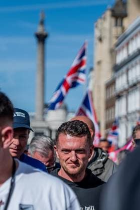 September 26, 2026, London, United Kingdom: Far-right activist Tommy Robinson takes part during a protest against grooming gangs targeting British girls. The event organised by Together For The Children in collaboration with Football Lads on National Survivors Day stands in solidarity with survivors of child sexual abuse and sexual violence while demanding stronger child protections and legal reforms, as well as a curb on illegal migration. London United Kingdom - ZUMAs197 20260926_aaa_s197_296 Copyright: xLabxMox