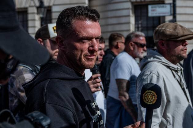 September 26, 2026, London, United Kingdom: Far-right activist Tommy Robinson takes part during a protest against grooming gangs targeting British girls. The event organised by Together For The Children in collaboration with Football Lads on National Survivors Day stands in solidarity with survivors of child sexual abuse and sexual violence while demanding stronger child protections and legal reforms, as well as a curb on illegal migration. London United Kingdom - ZUMAs197 20260926_aaa_s197_297 Copyright: xLabxMox