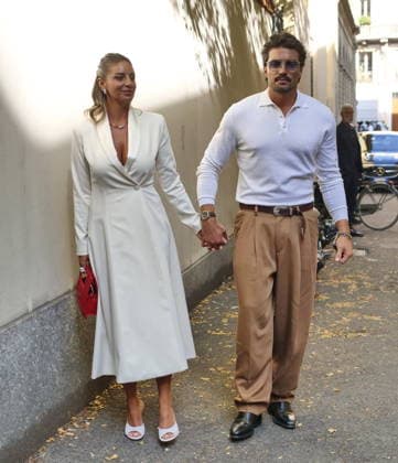 IPA89015071 - Milan, Milan Women’s Fashion Week: Spring Summer 2026 2027 — Women’s Fashion, Spring Summer 2026–2027 — Laura Biagiotti fashion show — Pictured: Mariano di Vaio and Eleonora Brunacci  Copyright: xLucaxPontix xLucaPonti IpaAgencyx IPA89015071