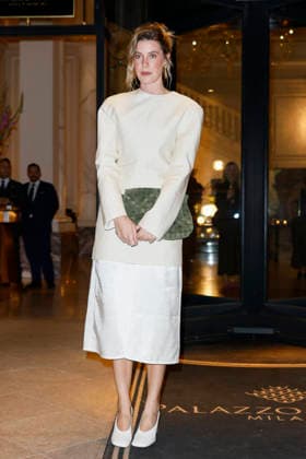 MFW Spring Summer 2027 Bottega Veneta leaving MP MILAN, ITALY - SEPTEMBER 26: Caterina De Angelis leaves her hotel to attending Bottega Veneta fashion show during the Milan Fashion Week - Womenswear Spring Summer 2027 on September 24, 2026 in Milan, Italy. Photo by Marco Piovanotto Abacapress.com Milan Italy  Copyright: xPiovanottoxMarco ABACAx