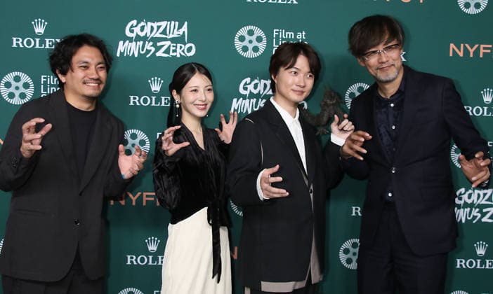 NEW YORK, NY - SEPTEMBER 26: Kazuaki Kishida, Minami Hamabe, RyÃ»nosuke Kamiki and Takashi Yamazaki at the Godzilla Minus Zero Red Carpet during the 64th New York Film Festival at Alice Tully Hall, Lincoln Center on September 26, 2026 in New York City. Copyright: xRWx