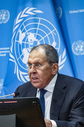 September 26, 2026, New York, New York, United States: Russian Foreign Minister SERGEY LAVROV speaks during a press conference at the UN following his address to the General Debate of the 81st UN General Assembly, taking questions on RussiaÃ¢â‚¬â ¢s foreign policy amid continuing tensions over Ukraine, European security and relations with the United States. New York United States - ZUMAo116 20260926_znp_o116_094 Copyright: xBiancaxOterox