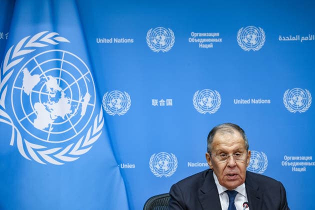 September 26, 2026, New York, New York, United States: Russian Foreign Minister SERGEY LAVROV speaks during a press conference at the UN following his address to the General Debate of the 81st UN General Assembly, taking questions on RussiaÃ¢â‚¬â ¢s foreign policy amid continuing tensions over Ukraine, European security and relations with the United States. New York United States - ZUMAo116 20260926_znp_o116_069 Copyright: xBiancaxOterox