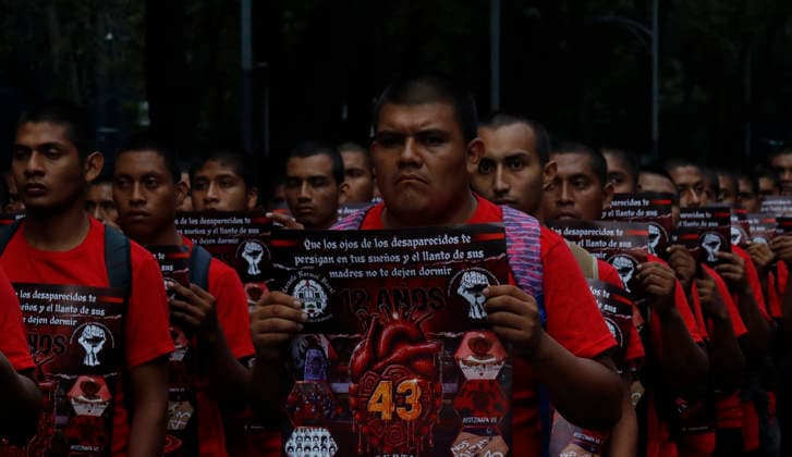 September 26, 2026, Mexico City, Mexico City, mexico: Parents of the 43 Ayotzinapa student-teachers are leading the march marking 12 years since the students disappearance. Chanting They were taken alive, we want them back alive! and carrying photographs of the students, hundreds of people are marching from the Angel of Independence to the ZoÂ³calo. Mexico City mexico - ZUMAt178 20260926_zip_t178_011 Copyright: xNadiaxTecuapetlax
