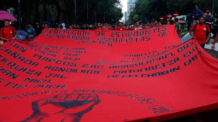 September 26, 2026, Mexico City, Mexico City, mexico: Parents of the 43 Ayotzinapa student-teachers are leading the march marking 12 years since the students disappearance. Chanting They were taken alive, we want them back alive! and carrying photographs of the students, hundreds of people are marching from the Angel of Independence to the ZoÂ³calo. Mexico City mexico - ZUMAt178 20260926_zip_t178_003 Copyright: xNadiaxTecuapetlax
