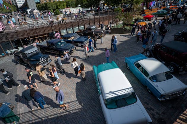 September 26, 2026, London, United Kingdom: Vintage cars are parked on display during the King™s Cross Classic Car Boot Sale in London. The Kings Cross Classic Car Boot Sale returned to Granary Square and Stable Street, King™s Cross, London, for its 11th year. Held several times throughout the year, the event brings together vintage fashion, second-hand clothing, jewellery, homewares, collectables and vinyl records alongside classic cars, motorcycles and commercial vehicles. Visitors browsed stalls and traders, with many making a special effort to dress in period clothing inspired by the 1950s, 1960s and 1970s.continuing a tradition associated with the event. London United Kingdom - ZUMAs197 20260926_aaa_s197_380 Copyright: xJamesxWilloughbyx