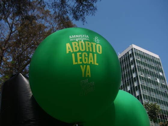 September 26, 2026, Lima, Lima, Peru: Legal Abortion Now can be read on an Amnesty International green balloon when on International Safe Abortion Day hundreds of women, wearing green scarf, carry out a demonstration demanding legal, safe, and free abortion in Peru, as part of the comprehensive health of girls, adolescents, women, and anyone with the possibility of gestating. Abortion in Peru, a conservative country, is illegal and punishable Lima Peru - ZUMAg240 20260926_zip_g240_001 Copyright: xCarlosxGarciaxGranthonx