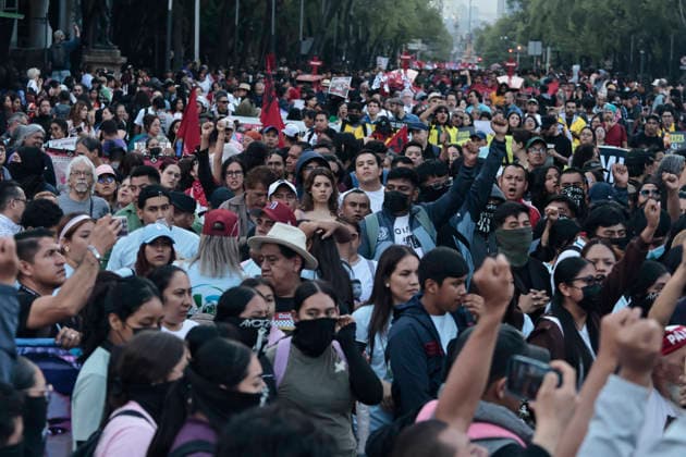 September 26, 2026, Mexico City, Cdmx, Mexico: Parents and relatives of the 43 students from the Raoºl Isidro Burgos Rural Teachers College in Ayotzinapa, Guerrero, marched to mark the 12th anniversary of their forced disappearanceâ€carried out by organized crime in collusion with local police and military forces between September 26 and 27, 2014. Hundreds of students from Ayotzinapa marched alongside activists and the parents of the missing students to demand clarity on the case, as the government has yet to provide precise information regarding the fate of the 43. The demonstration proceeded peacefully from the Angel of Independence monument to the city s Zo³calo; there, on a stage set up in front of the National Palace, the - ZUMAp204 20260926_zip_p204_062 Copyright: xJosuexPerezx