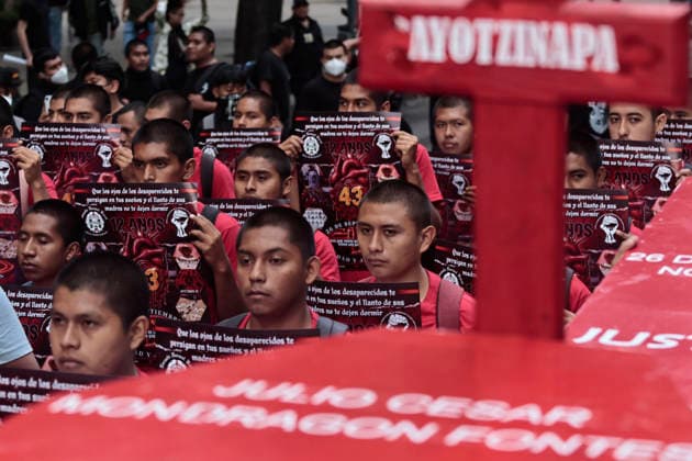 September 26, 2026, Mexico City, Cdmx, Mexico: Parents and relatives of the 43 students from the Raoºl Isidro Burgos Rural Teachers College in Ayotzinapa, Guerrero, marched to mark the 12th anniversary of their forced disappearanceâ€carried out by organized crime in collusion with local police and military forces between September 26 and 27, 2014. Hundreds of students from Ayotzinapa marched alongside activists and the parents of the missing students to demand clarity on the case, as the government has yet to provide precise information regarding the fate of the 43. The demonstration proceeded peacefully from the Angel of Independence monument to the city s Zo³calo; there, on a stage set up in front of the National Palace, the - ZUMAp204 20260926_zip_p204_041 Copyright: xJosuexPerezx