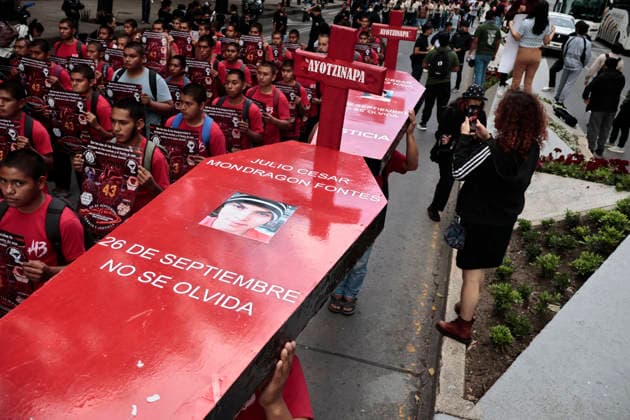 September 26, 2026, Mexico City, Cdmx, Mexico: Parents and relatives of the 43 students from the Raoºl Isidro Burgos Rural Teachers College in Ayotzinapa, Guerrero, marched to mark the 12th anniversary of their forced disappearanceâ€carried out by organized crime in collusion with local police and military forces between September 26 and 27, 2014. Hundreds of students from Ayotzinapa marched alongside activists and the parents of the missing students to demand clarity on the case, as the government has yet to provide precise information regarding the fate of the 43. The demonstration proceeded peacefully from the Angel of Independence monument to the city s Zo³calo; there, on a stage set up in front of the National Palace, the - ZUMAp204 20260926_zip_p204_037 Copyright: xJosuexPerezx