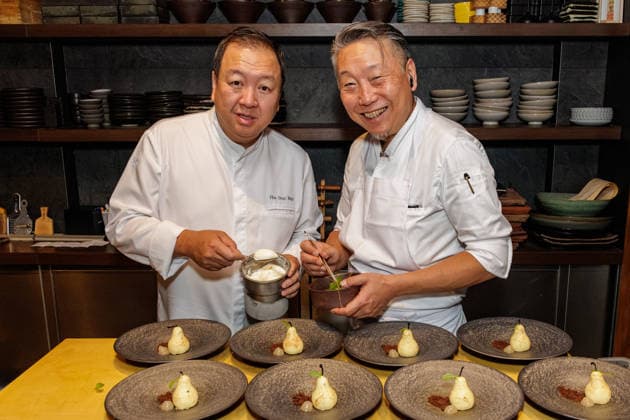 September 26, 2026, Düsseldorf: Two leading figures in Japanese-inspired cuisine come together at Düsseldorf’s Chefs in Town event. The Duc Ngo from Berlin and Yoshi Nagaya from Düsseldorf combine their distinct culinary styles to create a special menu: Düsseldorf Yoshi by Nagaya, Kreuzstraße, North Rhine-Westphalia, Germany