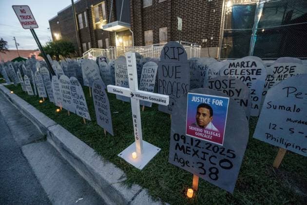 September 26, 2026, Broadview, Illinois, USA: One year after Operation Midway Blitz, cardboard gravestones for those killed by the agency or in their custody line the grass outside the ICE facility in Broadview, IL. Including a cross for 38-year-old Silverio Villegas GonzoÂ¡lez, shot and killed by an ICE agent in September of last year in Franklin Park, near Chicago. Broadview USA - ZUMAr170 20260926_znp_r170_019 Copyright: xChrisxRihax