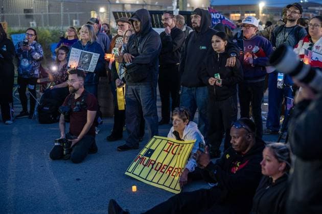 September 26, 2026, Broadview, Illinois, USA: Activists and Media outside the Broadview ICE Facility watch a slideshow of images from Operation Midway Blitz in Chicagoland last year, during a vigil to commemorate the anniversary Broadview USA - ZUMAr170 20260926_znp_r170_023 Copyright: xChrisxRihax