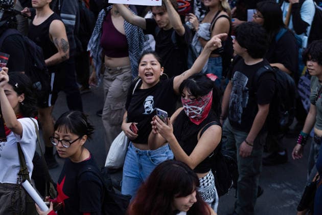 September 26, 2026, Mexico City, Mexico: Families of the 43 students from the Raul Isidro Burgos Rural Teachers College of Ayotzinapa, students and social organizations took part in a march from the Angel of Independence to the Zocalo in Mexico City, marking 12 years since the students disappeared in Iguala, Guerrero. Demonstrators demanded truth and justice. Mexico City Mexico - ZUMAl178 20260926_znp_l178_069 Copyright: xCristianxLeyvax