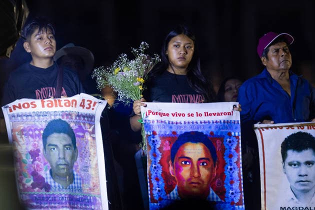 September 26, 2026, Mexico City, Mexico: Families of the 43 students from the Raul Isidro Burgos Rural Teachers College of Ayotzinapa, students and social organizations took part in a march from the Angel of Independence to the Zocalo in Mexico City, marking 12 years since the students disappeared in Iguala, Guerrero. Demonstrators demanded truth and justice. Mexico City Mexico - ZUMAl178 20260926_znp_l178_068 Copyright: xCristianxLeyvax