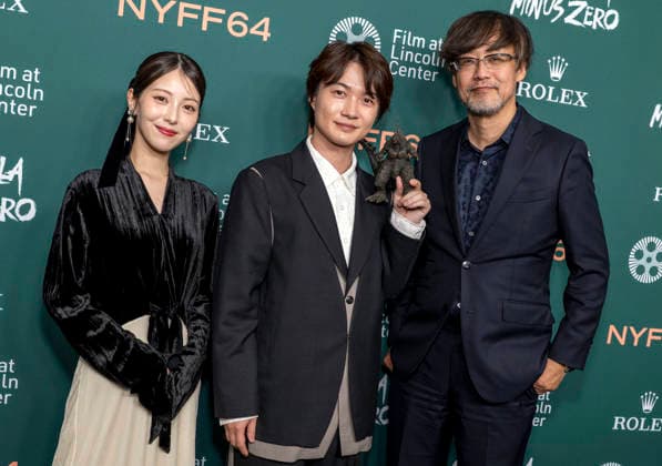 September 26, 2026, New York, Ny, United States: Minami Hamabe, Ryunosuke Kamiki and Takashi Yamazaki attend the 64th New York Film Festival Godzilla Minus Zero World Premiere. Held at Alice Tully Hall at Lincoln Center in New York. Zuma Press. September 26, 2026. New York United States - ZUMAp281 20260926_zea_p281_005 Copyright: xPhotoxImagexPressx