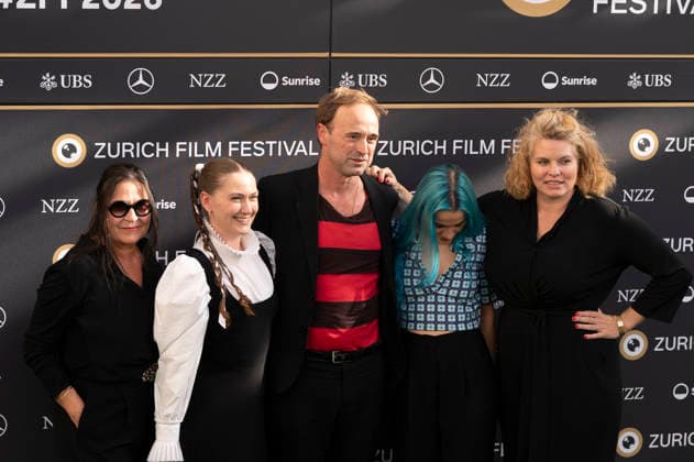 Jeanne Lapoirie, Carmen Walker, Dominik Locher, Mirjam Skal, and Reta Guetg at the premiere of the feature film *Enjoy Your Stay* at the 22nd Zurich Film Festival at Kinokoni in Zurich, September 26, 2026 Foto:xA.xRaemyx xFuturexImagex enjoy_6901