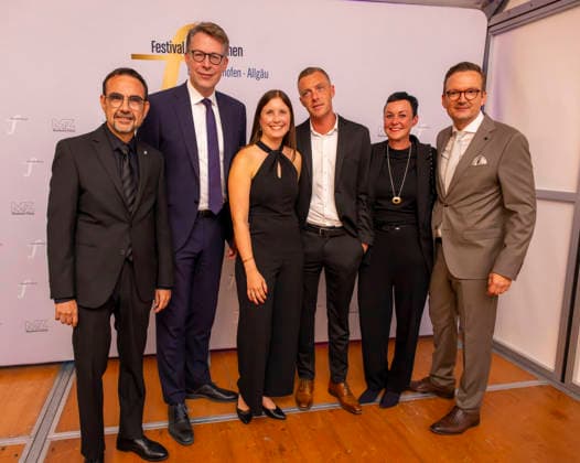 September 26, 2026, International Classical Music Festival Festival of Nations 2026, at the Kurhaus in Bad Wörishofen, Unterallgäu; prior to the opening concert featuring Sol Gabetta, VIP reception for the guests of honor: from left, Klaus Holetschek (CSU), 2.