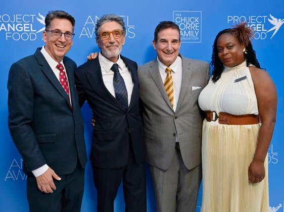 (L-R) Brad Bessey, Chuck Lorre, Richard Ayoub and LaShanda Maze attend Project Angel Food s Angel Awards 2026 at the Chuck Lorre Family Foundation Campus in Los Angeles on Saturday, September 26, 2026. Project Angel Food s mission is to prepare and deliver healthy meals to feed people impacted by serious illness, bringing comfort and hope every day.  LAP2026092608 JIMxRUYMEN