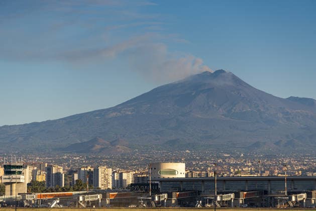 Etna volcano ash emissions halt flights at Catania Airport CATANIA, ITALY - SEPTEMBER 27: Mount Etna emits volcanic ash from its North-East Crater as volcanic activity disrupts air traffic at Catania-Fontanarossa International Airport in Catania, Sicily, Italy on September 27, 2026. The ash cloud has prompted restrictions on the airspace around the volcano, with flights at Catania airport suspended and some services cancelled, delayed or diverted to other airports in Sicily. Passengers have been advised to check their flight status with their airline before travelling to the airport. Salvatore Allegra Anadolu Catania Italy. Editorial use only. Please get in touch for any other usage.  Copyright: x2026xAnadoluxSalvatorexAllegrax
