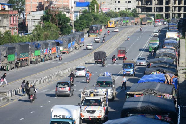 September 27, 2026, Kathmandu, Bagmati, Nepal: Transportation vehicles remain stranded along the Ring Road at Kalanki, a major gateway from Kathmandu toward Naubise and Naagdhunga, in Kathmandu, Nepal, on September 27, 2026, as the Prithvi Highway and other major road routes connecting Kathmandu with different parts of the country remain disrupted by landslides and flooding following several days of continuous heavy rainfall. Persistent rain since September 24 has triggered landslides, road erosion and flooding at multiple locations, repeatedly blocking sections of the Prithvi Highway and leaving hundreds of vehicles and passengers stranded...The prolonged disruption has caused significant difficulties for long-distance drivers and passenge - ZUMAs330 20260927_zsp_s330_019 Copyright: xSafalxPrakashxShresthax