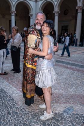 IPA89031949 - Milan, Milan Women™s Fashion Week Spring Summer 2027 - Women™s Fashion, Spring Summer 2027 - HUI fashion show - front row Pictured: Simone Guidarelli and Zhao Huizhou  Copyright: xRiccardoxGIordanox xRiccardoxGiordano IPAx IPA89031949