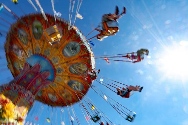 Germany world s largest beer festival Oktoberfest Riders on a ride are seen during the world s largest beer festival Oktoberfest in Munich, Germany, September 27th , 2026 . Photo by Davide Elias Copyright: xDavidexEliasx