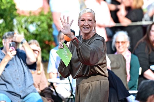 ZDF Fernsehgarten host Andrea Kiwi Kiewel during the ZDF entertainment show Fernsehgarten on September 27, 2026, in Mainz 20260927MWI150370