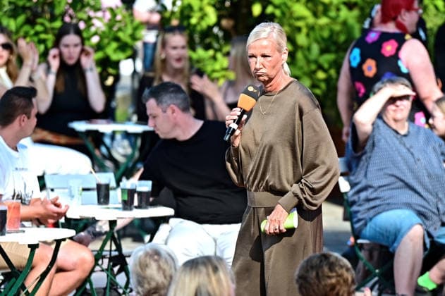 ZDF Fernsehgarten host Andrea Kiwi Kiewel during the ZDF entertainment show Fernsehgarten on September 27, 2026, in Mainz 20260927MWI150561