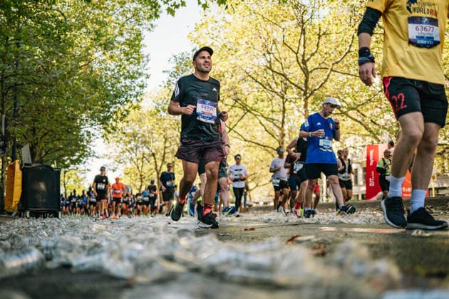 Highlights from the 52nd BMW BERLIN MARATHON on September 27, 2026, in Berlin: Runners on the marathon course and spectators along the route of the 2026 BMW Berlin Marathon
