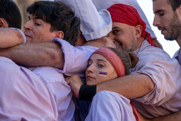 La Merce festival 2026, Placa Sant Jaume. Castellers day, 27 September. Barcelona, Catalunya. September. Barcelona, Catalunya. Members of Castellers de Terrassa during the human towers performance at the traditional La Merce festival celebrations, September 27, 2026, Placa Sant Jaume, Barcelona, Catalonia., Credit:Ivan Sanchez Jimenez Ivan Sanchez Avalon Copyright: xIvanxSanchezxJimenezx xIvanxSanchezx xAvalonx 1138671480