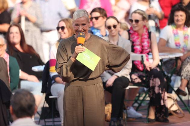 Andrea Kiewel on the ZDF TV show *Fernsehgarten Finalparty* at Lerchenberg in Mainz, September 27, 2026 Copyright: xAgenturxMatthiasxWehnertx xM.xGränzdörferx