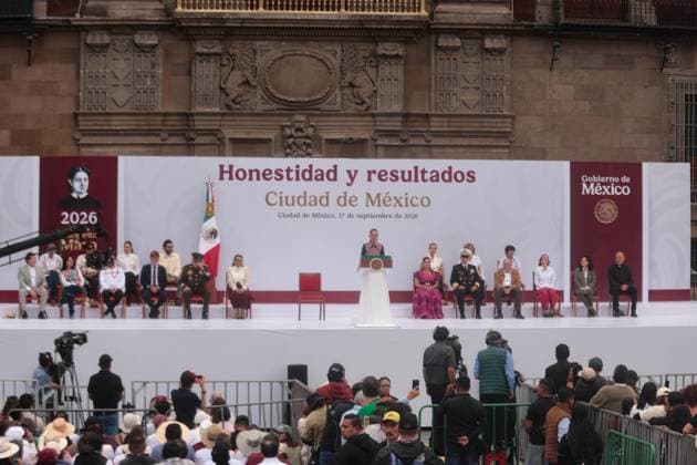 September 27, 2026: TO-45254- Mexico City, September 24, 2026: President Claudia Sheinbaum Pardo delivers her second report on her administration& 039;s work at the Z& xf3;calo in Mexico City, accompanied by Head of Government Clara Brugada Nolina and her cabinet. Photo: Ian Robles .com.mx.TO-45254- Mexico City, September 24, 2026: President Claudia Sheinbaum Pardo delivers her second report on her administration& 039;s work at the Z& xf3;calo in Mexico City, accompanied by Head of Government Clara Brugada Nolina and her cabinet. Photo: Ian Robles .com.mx.TO-45254- Mexico City, September 24, 2026: President Claudia Sheinbaum Pardo delivers her second report on her administration& 039;s work at the Z& xf3;calo in Mexico City, accompanied b - ZUMAcs4_ 20260927_faa_cs4_071 Copyright: xClasosx