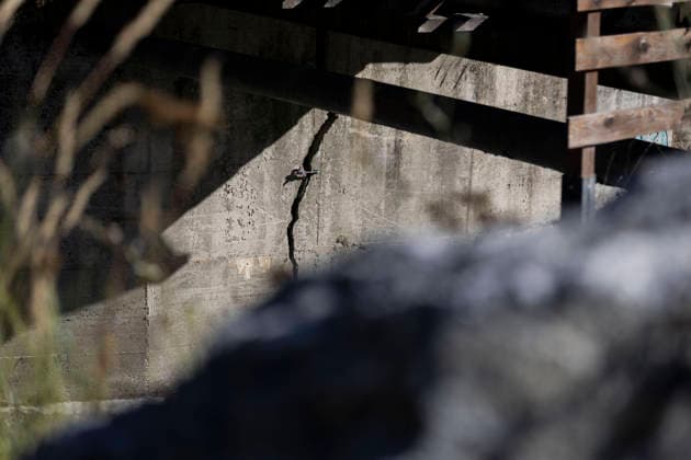 Gyr Flood Damage - France A crack is visible in a concrete bridge support above the Gyr. Vallouise-Pelvoux, Hautes-Alpes, France, September 27, 2026. The exceptional floods of August 28 caused major damage in Vallouise-Pelvoux and on the road to Ailefroide. The damage highlights the growing exposure of Alpine valleys to intense rainfall and torrential hazards in a warming climate. Photo by Thibaut Durand ABACAPRESS.COM Vallouise-Pelvoux PROVENCE-ALPES-COTE D AZUR France  Copyright: xDurandxThibaut ABACAx