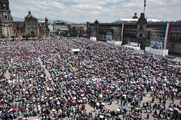September 27, 2026, Mexico City, Cdmx, Mexico: The President of Mexico, CLAUDIA SHEIMBAUM closes before thousands of supporters in the Plaza de la ConstitucioÂ³n her tour Honestity and Results that went through the 32 States of the Republic; during the speech she talked about the progress and benefits that her government has had towards the population, first attending vulnerable groups with economic aid, improvements in the health sector, advances in technology, improvements in transport, increase in foreign investments, education, reduction of violence and homicides at the national level, greater security, all this with a humanistic approach. Within the speech he emphasized social justice, the democracy that prevails in the country, fre - ZUMAp204 20260927_zip_p204_028 Copyright: xJosuexPerezx