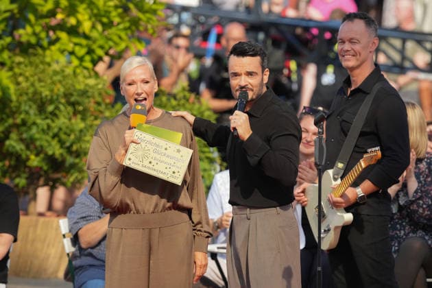 ZDF Fernsehgarten 2026: Andrea Kiwi Kiewel and Giovanni Zarrella on ZDF Fernsehgarten, themed Season Finale, on September 27, 2026, in Mainz, Rhineland-Palatinate