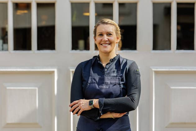 September 27, 2026, Düsseldorf: Julia Komp on the sidelines of a Chefs in Town event at Restaurant Schorn by Lukas Schild in Düsseldorf. Restaurant Schorn by Lukas Schild, Martinstraße, North Rhine-Westphalia, Germany