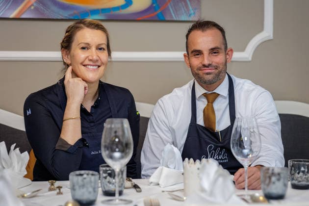 September 27, 2026, Düsseldorf Julia Komp with her sommelier Maximilian Gail on the sidelines of a Chefs in Town event at Restaurant Schorn by Lukas Schild in Düsseldorf. Restaurant Schorn by Lukas Schild, Martinstraße, North Rhine-Westphalia, Germany