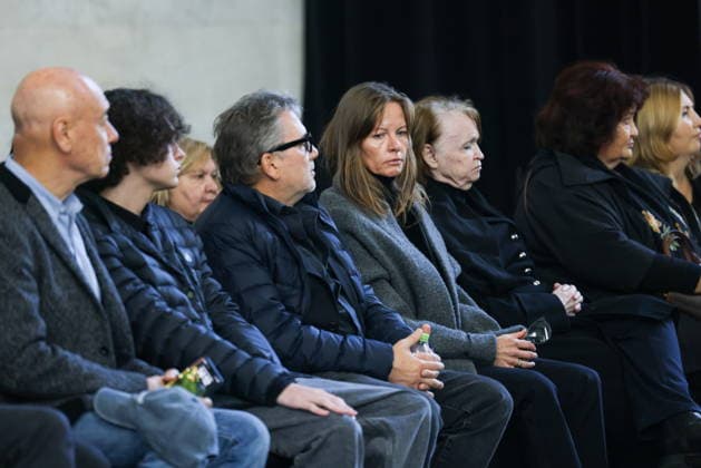 RUSSIA, MOSCOW - SEPTEMBER 29, 2026: Mourners attend a farewell ceremony for actor, jazz sax player, composer Alexei Kozlov in the Mourning Hall at Troyekurovskoye Cemetery. Sergei Fadeichev TASS  98524783