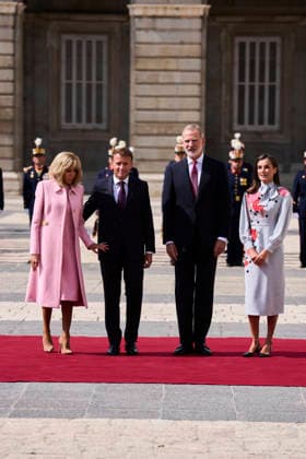 Spanish Royals attends Official reception to Emmanuel Macron and wife King Felipe VI of Spain, Queen Letizia of Spain, Emmanuel Macron, President of the French Republic and Co-Prince of Andorra, Brigitte Macron attends Official reception at Royal Palace on September 29, 2026 in Madrid, Spain Photo by IMAGO MPG Madrid Royal Palace Madrid Spain  Copyright: xMPGx
