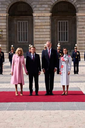 Spanish Royals attends Official reception to Emmanuel Macron and wife King Felipe VI of Spain, Queen Letizia of Spain, Emmanuel Macron, President of the French Republic and Co-Prince of Andorra, Brigitte Macron attends Official reception at Royal Palace on September 29, 2026 in Madrid, Spain Photo by IMAGO MPG Madrid Royal Palace Madrid Spain  Copyright: xMPGx